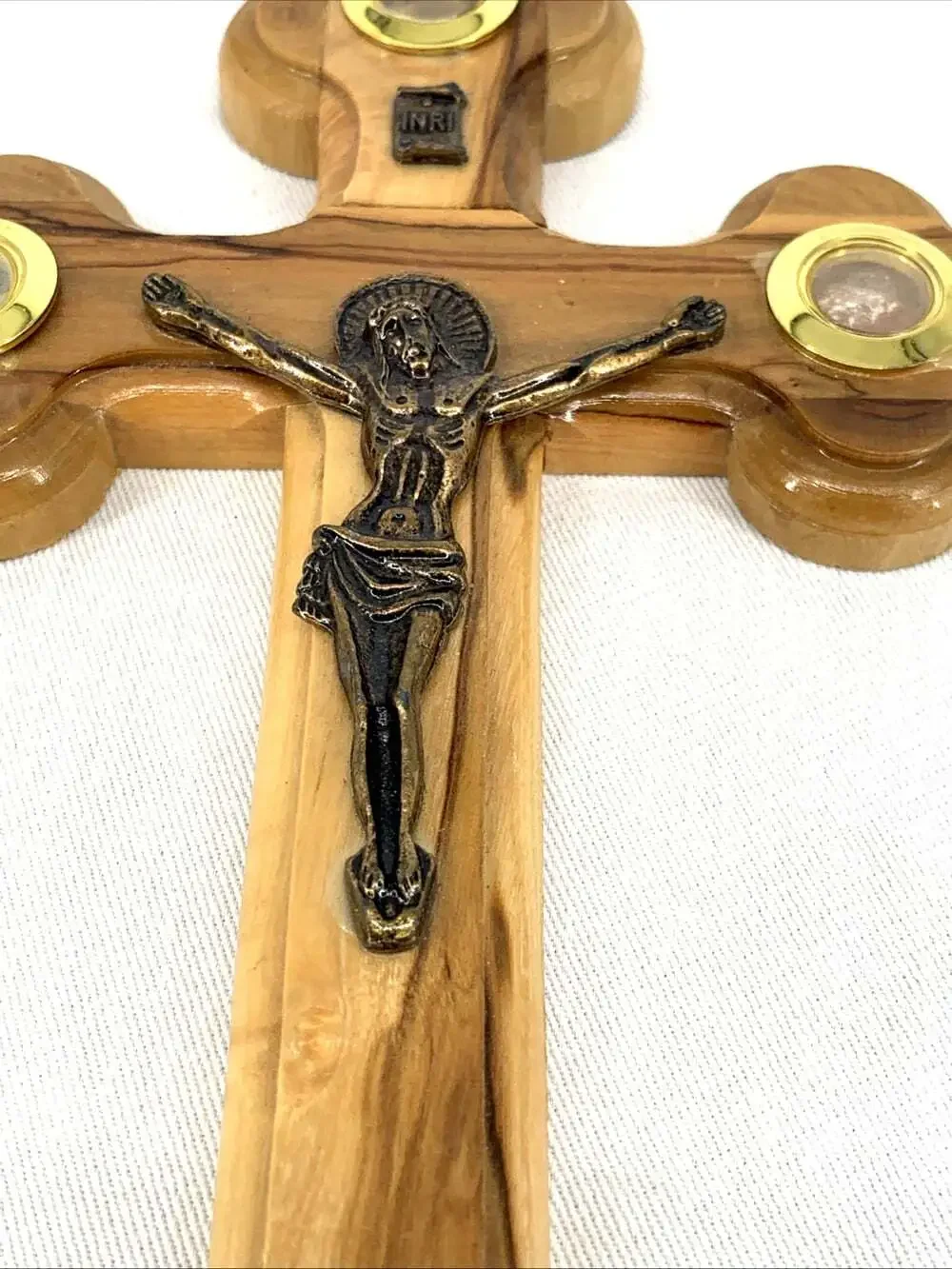 Crucifix Cross Olive Wood Four Essences of The Holy Land 9